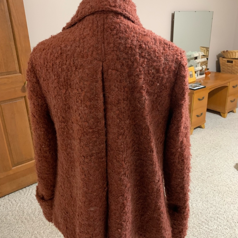 Tabitha Wool Swing Coat In Rust Color With Burgun… - image 3